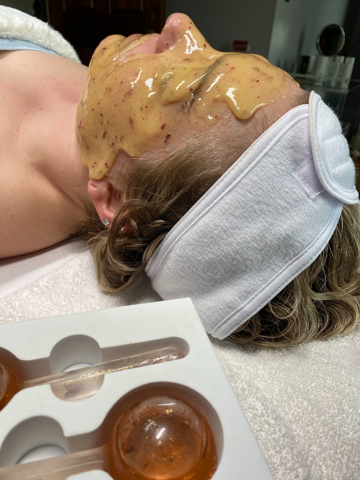 The Amara Ritual with Brit — botanical mask with cool globes for the hot-cold progression — The Bronze Lily, St. Petersburg, FL