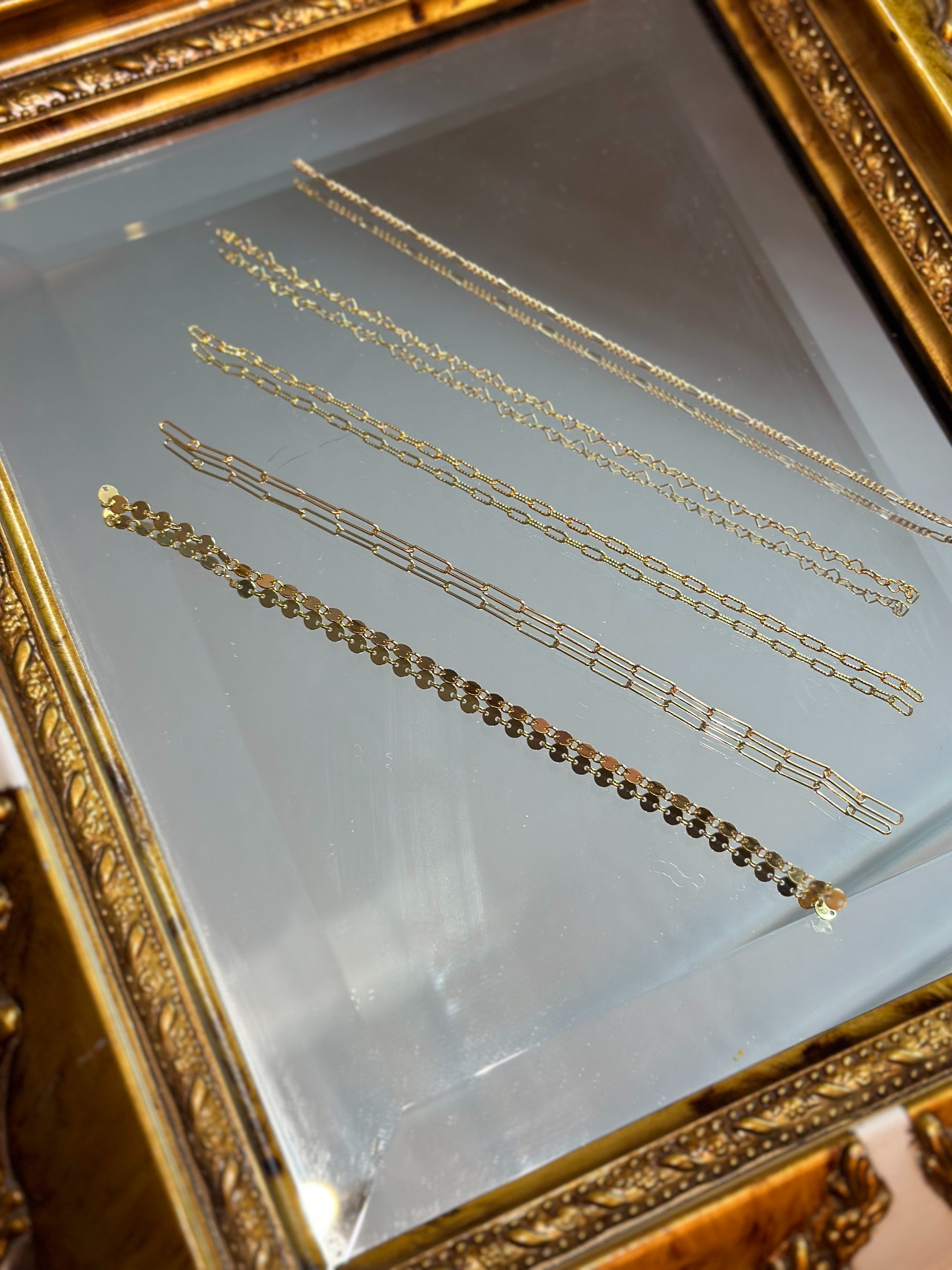Gold-filled chain detail, warm, real-gold finish — The Bronze Lily, St. Petersburg, FL
