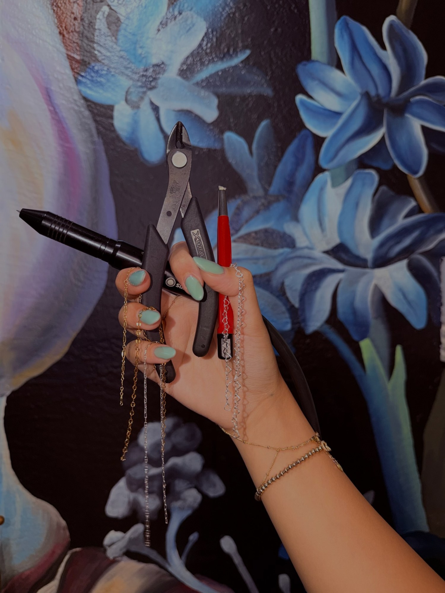 Lifestyle, welded bracelet on the wrist, candid — The Bronze Lily, St. Petersburg, FL